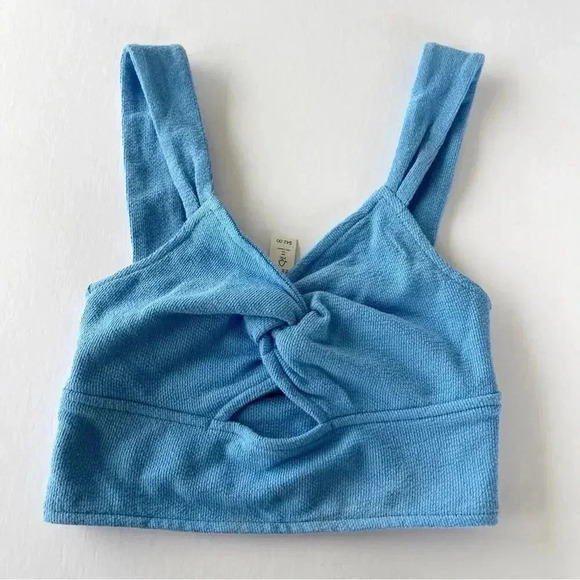 Madewell Cutout Knot Front Crop Tank Top Oasis Blue XXS NWT - Picture 4 of 6
